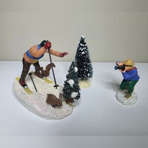 Winter Skiing Figurine Set with Photographer